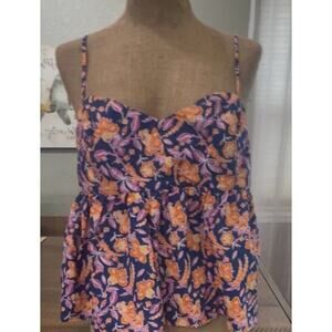 J. Crew Women’s Small Colorful Floral Top Y2K Baby Doll Spaghetti Strap Camisole